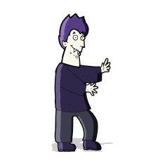 cartoon vampire waving hands N4