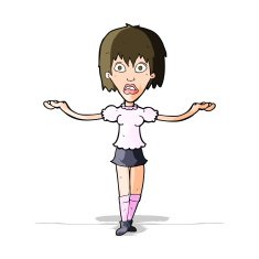 cartoon woman shrugging shoulders N169
