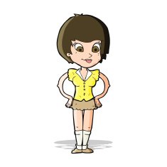 cartoon pretty woman with hands on hips N8