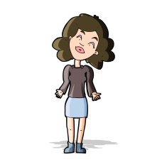 cartoon woman shrugging shoulders N170