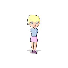 cartoon shy woman N16
