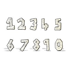cartoon wooden numbers N5