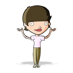 cartoon woman holding arms in air N5