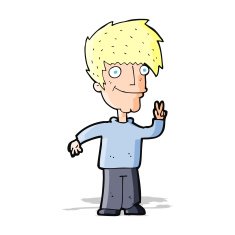 Cartoon Man Giving Peace Sign N20