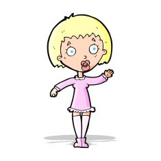 cartoon waving woman N44