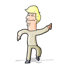cartoon worried man pointing N10