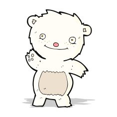 cartoon waving polar bear cub N12