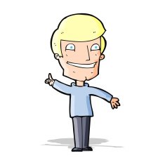 cartoon grinning man with idea N4
