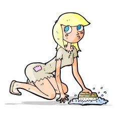 cartoon cinderella scrubbing floors N3