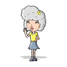 Cartoon Woman Waving N106