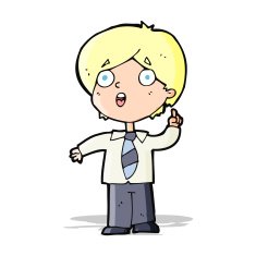 cartoon schoolboy answering question N4
