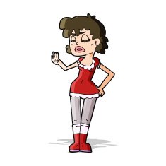 cartoon woman making dismissive gesture N8