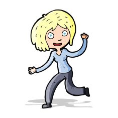 cartoon happy waving girl N3