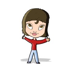 cartoon happy woman waving arms N4