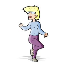 Cartoon Woman Waving N107