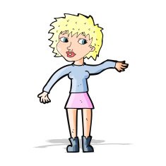 cartoon friendly woman waving N18