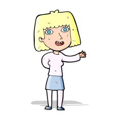 cartoon friendly woman waving N19