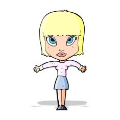 cartoon woman shrugging N25