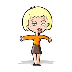 cartoon bored woman N14