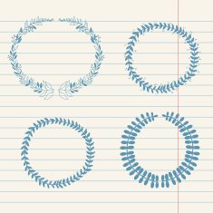 vector chalk doodle sketch of wreath on lined paper N2