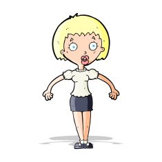 cartoon confused woman shrugging shoulders N4