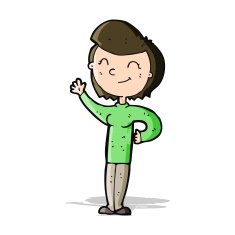 cartoon friendly waving woman N5