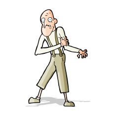 cartoon old man having heart attack N3