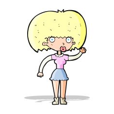 Cartoon Woman Waving N108