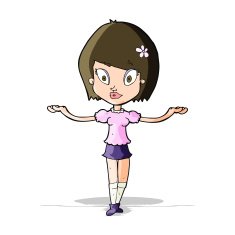 cartoon woman making balancing gesture N5
