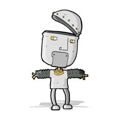 funny cartoon robot with open head N5