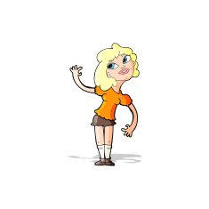 Cartoon Woman Waving N110