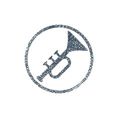 Vector icon of trumpet with hand drawn lines texture