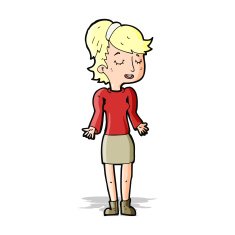 cartoon woman shrugging shoulders N173
