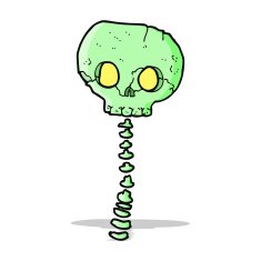 cartoon spooky skull and spine N5