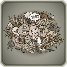 Eco hand lettering and doodles elements