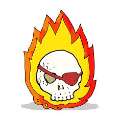 cartoon burning skull N6
