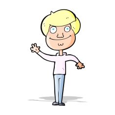 cartoon happy man waving N13