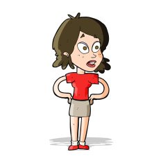 cartoon woman with hands on hips N76