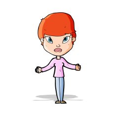 cartoon woman shrugging shoulders N175
