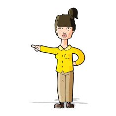 cartoon woman pointing N80