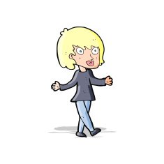 cartoon woman with open arms N33