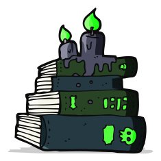 cartoon spooky old books N5