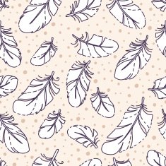 Pattern with hand-drawn feathers N19