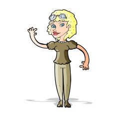 cartoon pilot woman waving N4