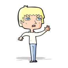 cartoton unhapy boy waving N7