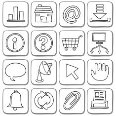 Doodle icon set in black and white N2