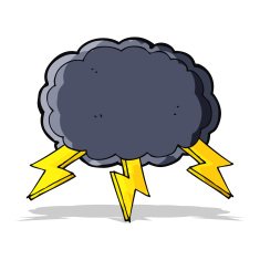 cartoon cloud and lightning bolt symbol N5
