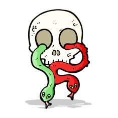 cartoon skull with snakes N4