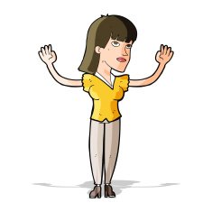 cartoon woman throwing hands in air N5