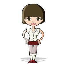 cartoon woman with hands on hips N78